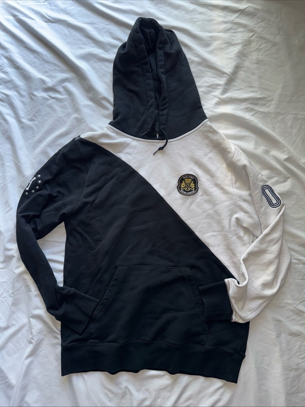 Men's Black & White Hooded Pullover Sweatshirt